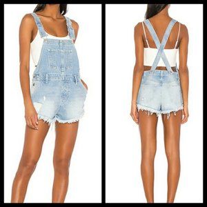 Free People June Overall Denim Shorts Size 26 NWT